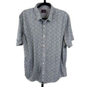 UNTUCKit Chaddsford Men's XL Blue Floral Slim Fit Short Sleeve Shirt Performance